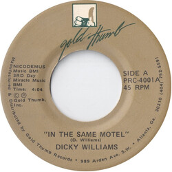 Dicky Williams In The Same Motel USED VINYL 7INCH 45 RPM