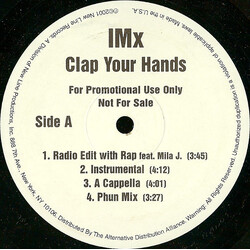 IMx Clap Your Hands USED VINYL 12INCH 33 S RPM PROMO