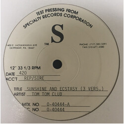 Tom Tom Club Sunshine And Ecstasy USED VINYL 12INCH 33 S RPM TEST PRESSING