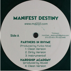 Manifest Destiny (2) Partners In Rhyme USED VINYL 12INCH 33 S RPM