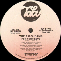 The S.O.S. Band For Your Love VINYL 12" USED
