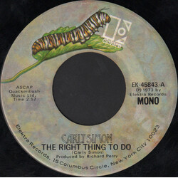 Carly Simon The Right Thing To Do / We Have No Secrets USED VINYL 7INCH 45 RPM SINGLE MONO