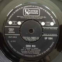 Jay & The Americans Cara, Mia USED VINYL 7INCH 45 RPM SINGLE