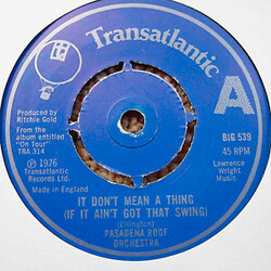The Pasadena Roof Orchestra It Don't Mean A Thing (If It Ain't Got That Swing) USED VINYL 7INCH 45 RPM