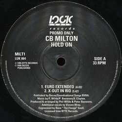 CB Milton Hold On USED VINYL 12INCH 33 S RPM PROMO