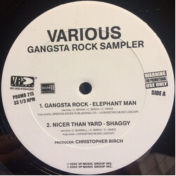 Various Gangsta Rock Sampler USED VINYL 12INCH 33 S RPM PROMO