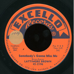 Lattimore Brown Somebody's Gonna Miss Me / Darling Dear USED VINYL 7INCH 45 RPM