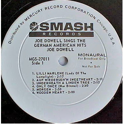 Joe Dowell Sings The German American Hits Vinyl LP USED