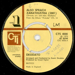 Eumir Deodato Also Sprach Zarathustra (2001) USED VINYL 7INCH 45 RPM
