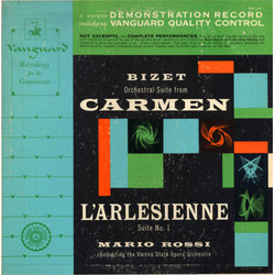 Georges Bizet / Mario Rossi (2) / Orchester Der Wiener Staatsoper Orchestral Suite From Carmen / L'Arlesienne: Suite No. 1 Vinyl LP USED