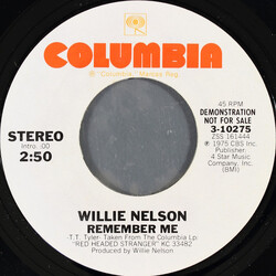 Willie Nelson Remember Me USED VINYL 7INCH 45 RPM PROMO STYRENE STEREO MONO