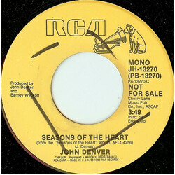 John Denver Seasons Of The Heart Vinyl 7" USED