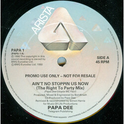 Papa Dee Ain't No Stoppin Us Now USED VINYL 12INCH PROMO