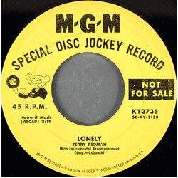 Terry Redman Lonely / Come On Back USED VINYL 7INCH 45 RPM SINGLE PROMO