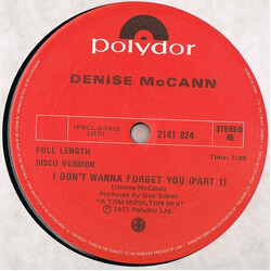 Denise McCann I Don't Wanna Forget You USED VINYL 12INCH 45 RPM
