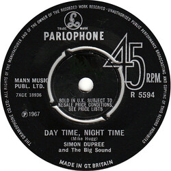 Simon Dupree And The Big Sound Day Time, Night Time USED VINYL 7INCH 45 RPM SINGLE