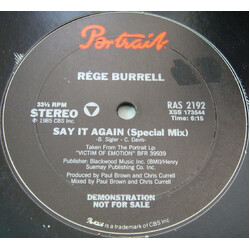 Rege Burrell Say It Again USED VINYL 12INCH 33 S RPM PROMO STEREO