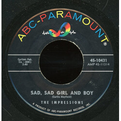 The Impressions Sad, Sad Girl And Boy Vinyl 7" USED