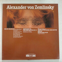 Alexander Von Zemlinsky / Glenys Linos / Radio-Symphonie-Orchester Berlin / Bernhard Klee Sechs Gesänge / Sinfonietta Vinyl LP USED