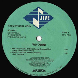 Whodini Escape (I Need A Break) USED VINYL 12INCH 33 S RPM PROMO
