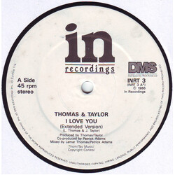 Thomas & Taylor I Love You USED VINYL 12INCH 45 RPM SINGLE