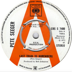 Pete Seeger Last Train To Nuremberg / My Rainbow Race Vinyl 7" USED