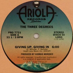 The Three Degrees Giving Up, Giving In USED VINYL 12INCH PROMO 33 S RPM
