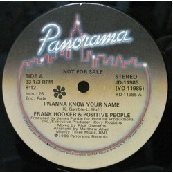 Frank Hooker & Positive People I Wanna Know Your Name Vinyl 12" USED
