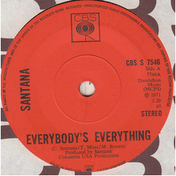 Santana Everybody's Everything Vinyl 7" USED