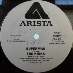 The Kinks Superman USED VINYL 12INCH 33 S RPM PROMO