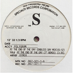 Xymox At The End Of The Day USED VINYL 12INCH 33 S RPM TEST PRESSING