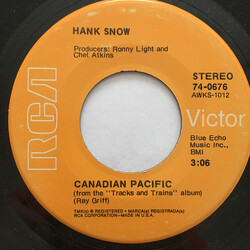 Hank Snow Canadian Pacific/My Way USED VINYL 7INCH 45 RPM SINGLE STEREO