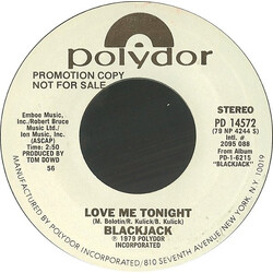 Blackjack (8) Love Me Tonight USED VINYL 7INCH 45 RPM PROMO