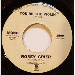 Roosevelt Grier You're The Violin USED VINYL 7INCH 45 RPM SINGLE STEREO MONO PROMO