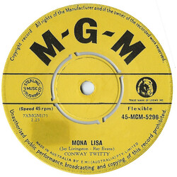 Conway Twitty Mona Lisa USED VINYL 7INCH 45 RPM SINGLE