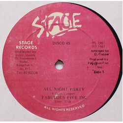 Fabulous Five Inc. All Night Party USED VINYL 12INCH SINGLE 33 S RPM