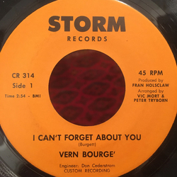 Vern Bourge' I Can't Forget About You Vinyl 7" USED