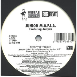 Junior M.A.F.I.A. / Aaliyah I Need You Tonight Vinyl 12" USED