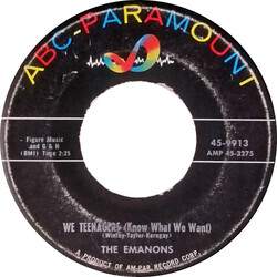 The Emanons (4) We Teenagers (Know What We Want) / Dear One USED VINYL 7INCH 45 RPM SINGLE