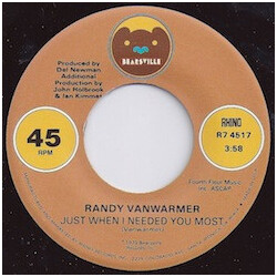 Randy Vanwarmer Just When I Needed You Most / Suzi USED VINYL 7INCH 45 RPM REISSUE STEREO