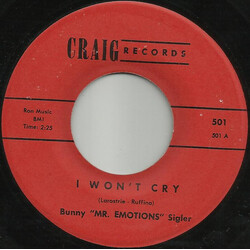 Bunny Sigler I Won't Cry / Come On Home USED VINYL 7INCH 45 RPM SINGLE