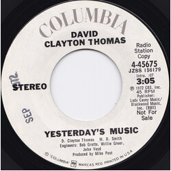 David Clayton-Thomas Yesterday's Music USED VINYL 7INCH 45 RPM SINGLE PROMO STEREO MONO