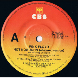 Pink Floyd Not Now John (Obscured Version) USED VINYL 7INCH SINGLE 45 RPM