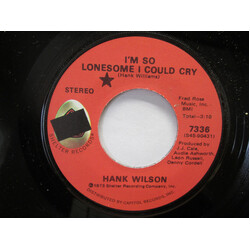 Hank Wilson I'm So Lonesome I Could Cry / Roll In My Sweet Baby's Arms USED VINYL 7INCH 45 RPM SINGLE