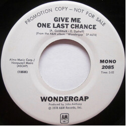 Wondergap Give Me One Last Chance USED VINYL 7INCH 45 RPM PROMO STEREO MONO