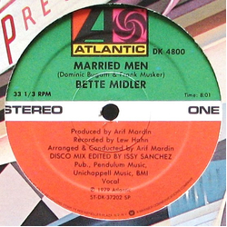 Bette Midler Married Men Vinyl 12" USED