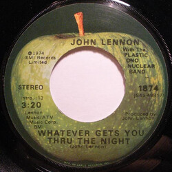 John Lennon Whatever Gets You Thru The Night USED VINYL 7INCH 45 RPM SINGLE STEREO