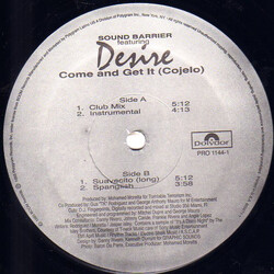 Sound Barrier (3) / Desire (24) Come And Get It (Cojelo) Vinyl 12" USED
