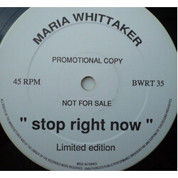 Maria Whittaker Stop Right Now USED VINYL 12INCH 45 RPM PROMO LIMITED EDITION