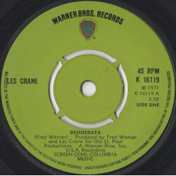 Les Crane Desiderata VINYL 7" USED